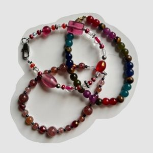 CRYSTAL & GLASS Beaded Bracelet set